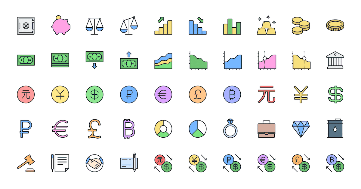 Colorful Icons - 09 Business & Finance